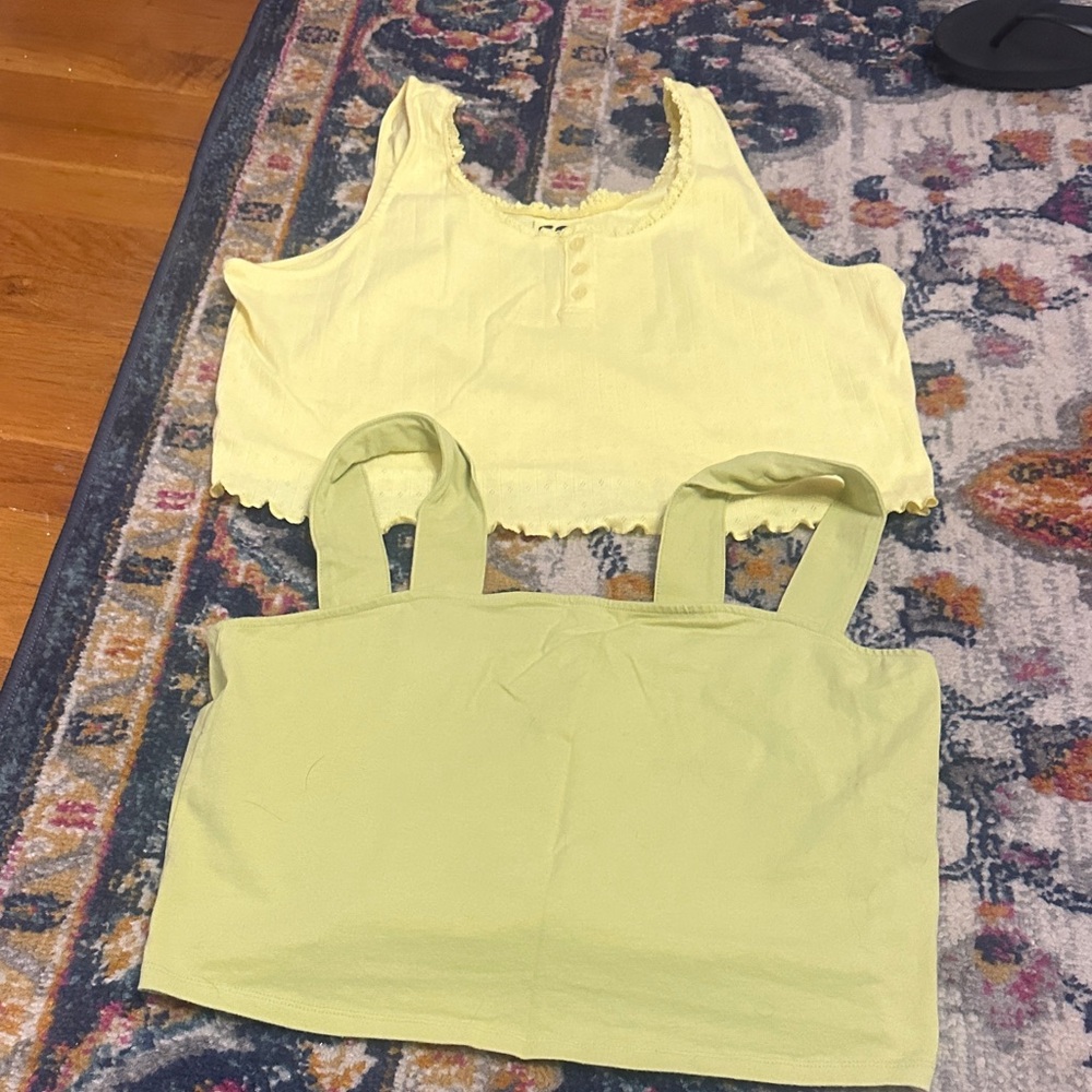 Yellow and Light Green Crop Tops